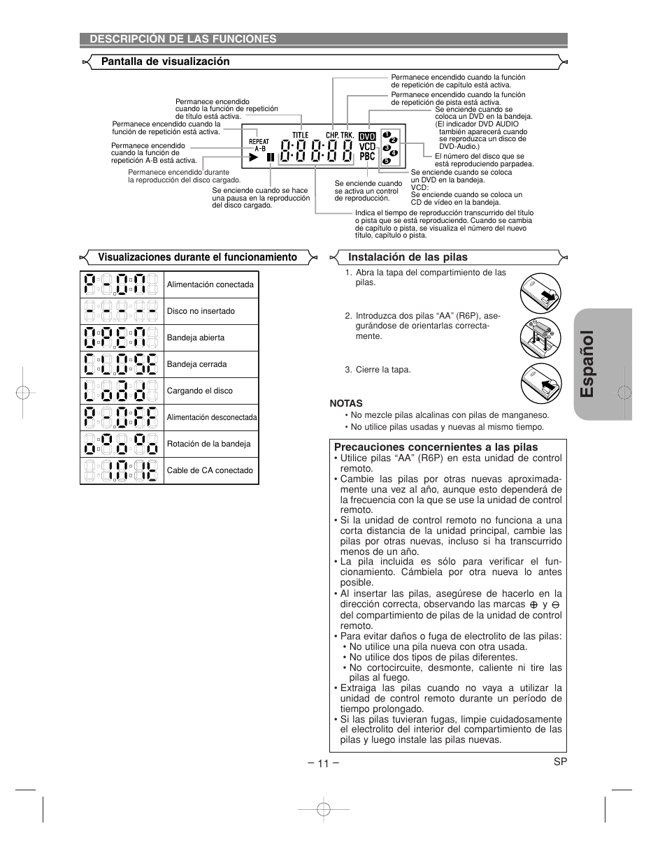 Espa ñ ol | Denon DVM-2815 User Manual | Page 71 / 92