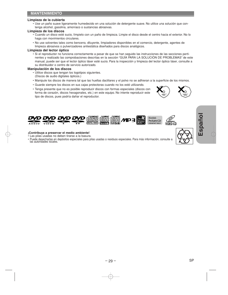 Espa ñ ol | Denon DVM-2815 User Manual | Page 89 / 92