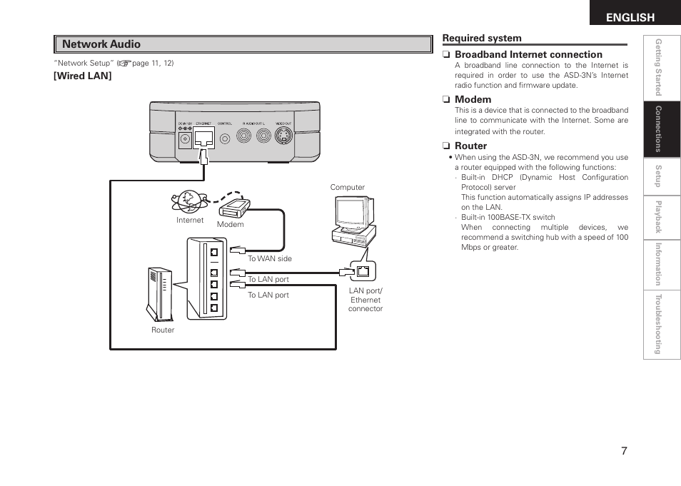 English, Network audio | Denon ASD-3N User Manual | Page 15 / 35