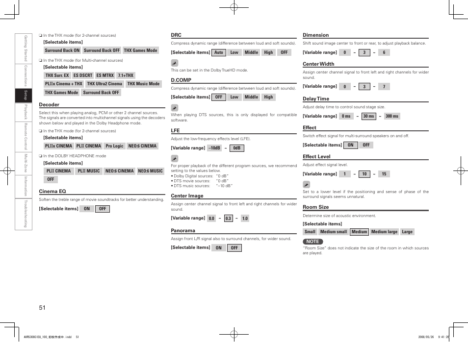 Denon AV SURROUND RECEIVER AVR-5308CI User Manual | Page 54 / 132