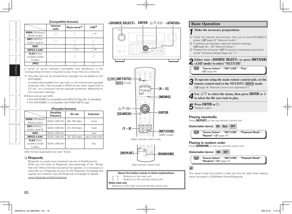 Denon AV SURROUND RECEIVER AVR-5308CI User Manual | Page 68 / 132
