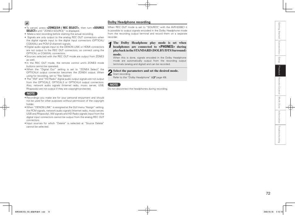 Denon AV SURROUND RECEIVER AVR-5308CI User Manual | Page 75 / 132