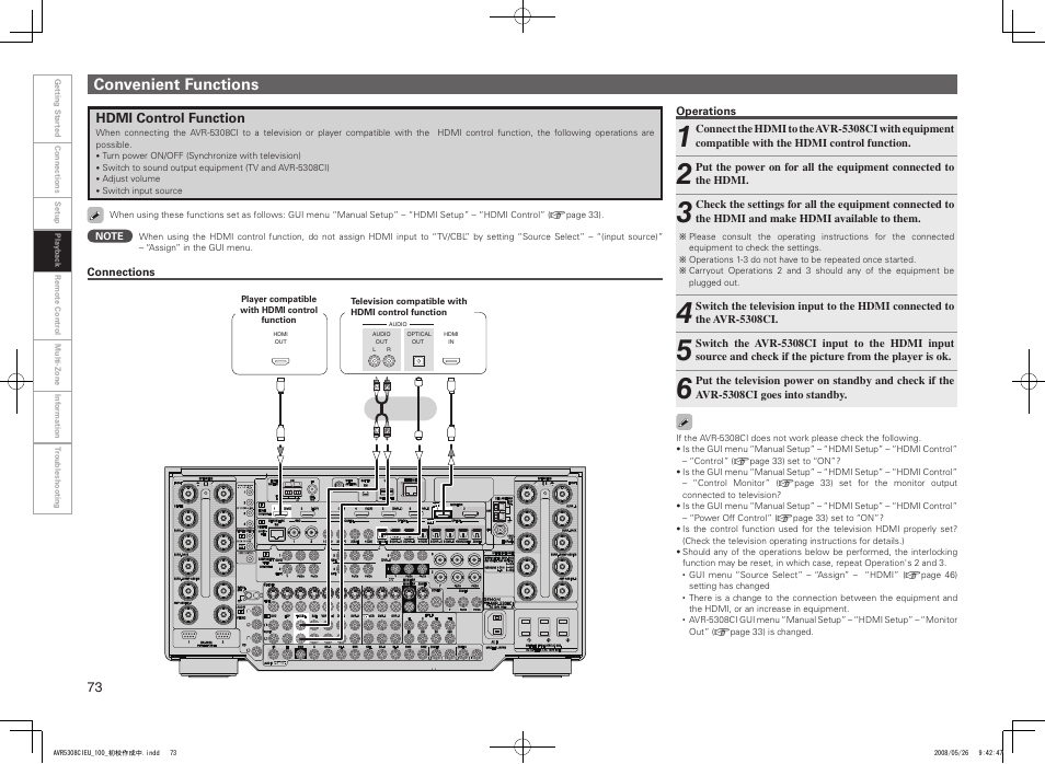 Convenient functions | Denon AV SURROUND RECEIVER AVR-5308CI User Manual | Page 76 / 132