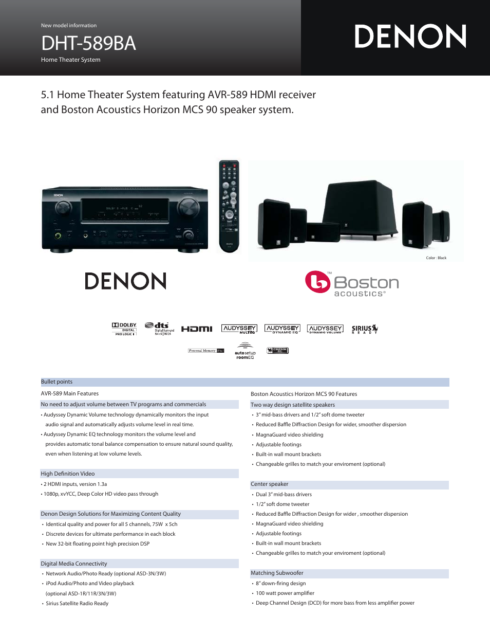 Denon DHT-589BA User Manual | 2 pages