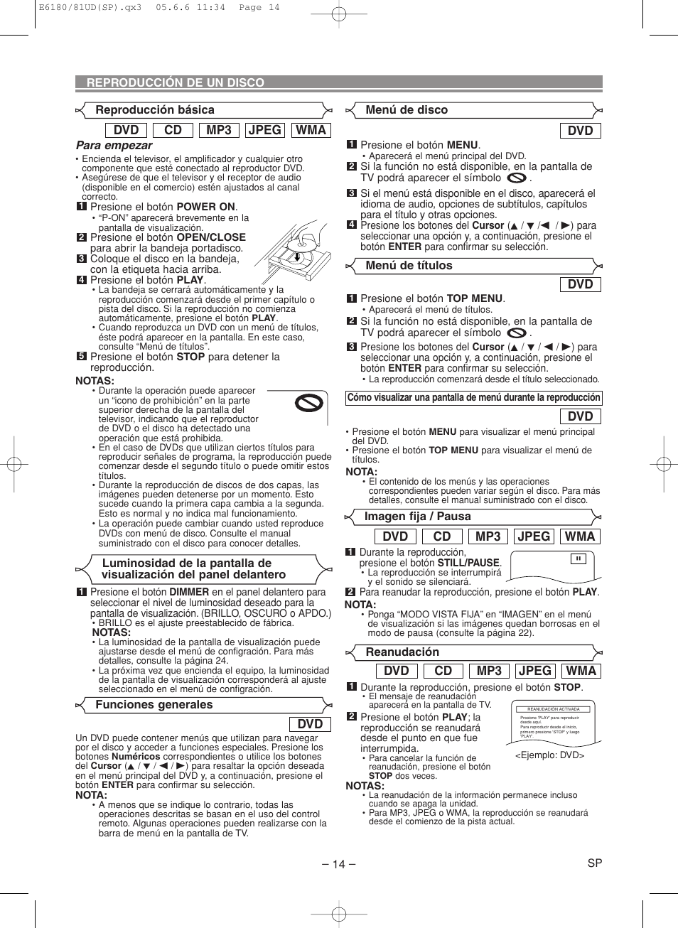 Wma jpeg mp3 cd dvd | Denon DVD-1720 User Manual | Page 40 / 54