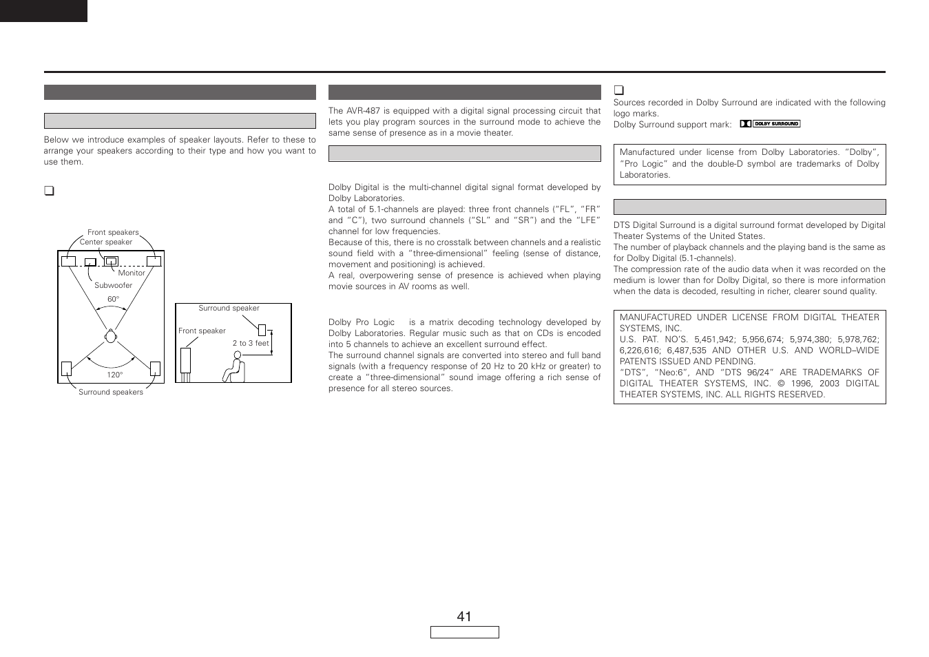 Additional information | Denon AVR-487 User Manual | Page 44 / 52