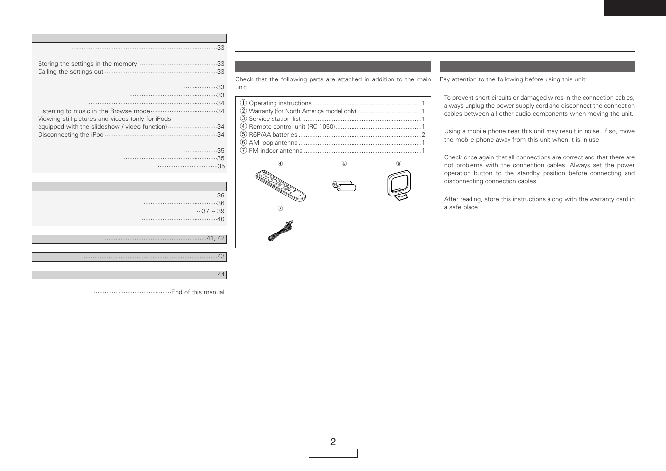 Getting started | Denon AVR-487 User Manual | Page 5 / 52