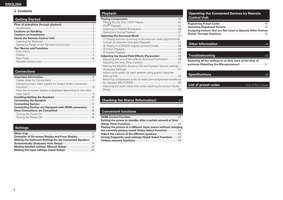 Denon AVR-590 User Manual | Page 4 / 67