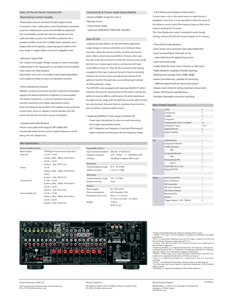 Denon AVR-989 User Manual | Page 2 / 2