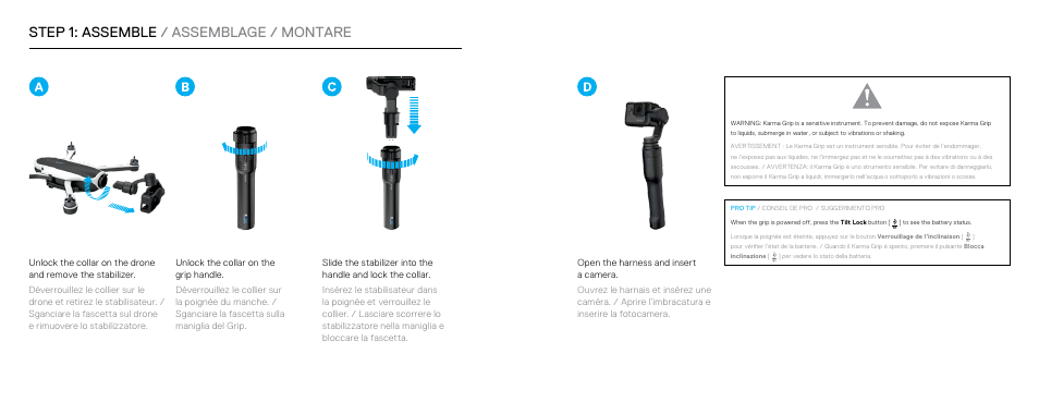 Step 1: assemble / assemblage / montare | GoPro Karma User Manual | Page 11 / 15
