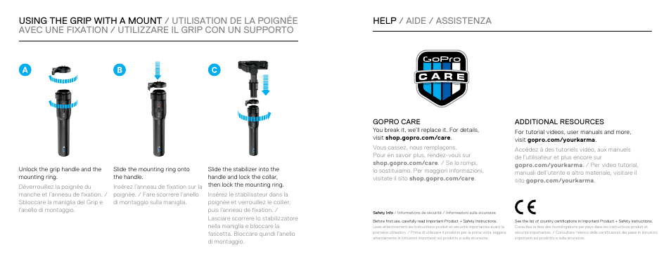 Help / aide / assistenza | GoPro Karma User Manual | Page 14 / 15