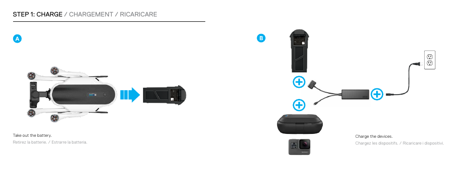 Step 1: charge / chargement / ricaricare | GoPro Karma User Manual | Page 3 / 15