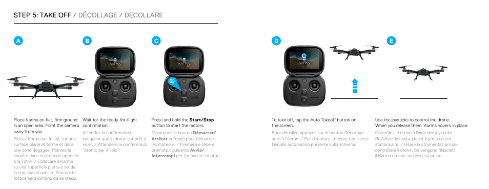 Step 5: take off / décollage / decollare | GoPro Karma User Manual | Page 8 / 15