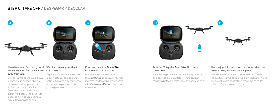 Step 5: take off / despegar / decolar | GoPro Karma User Manual | Page 8 / 15