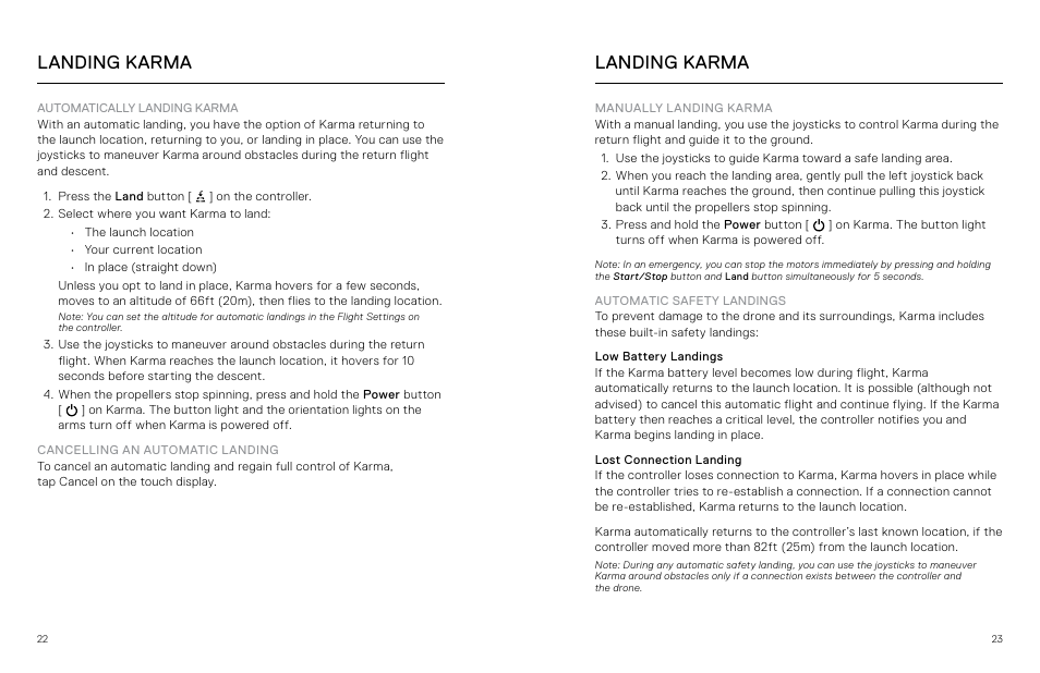 Landing karma, Automatic safety landings | GoPro Karma User Manual | Page 12 / 17