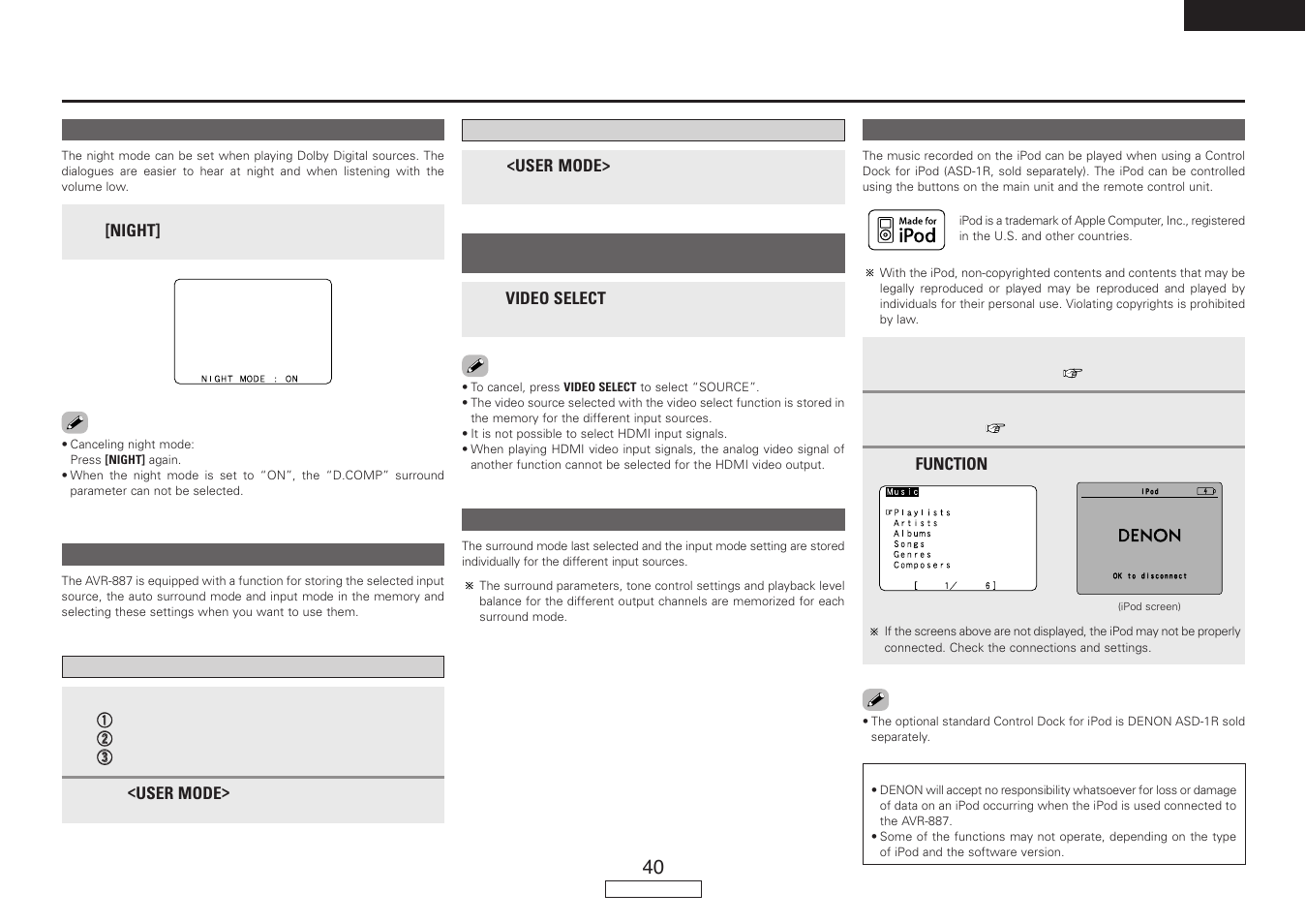 Advanced operation | Denon AVR-887 User Manual | Page 43 / 82