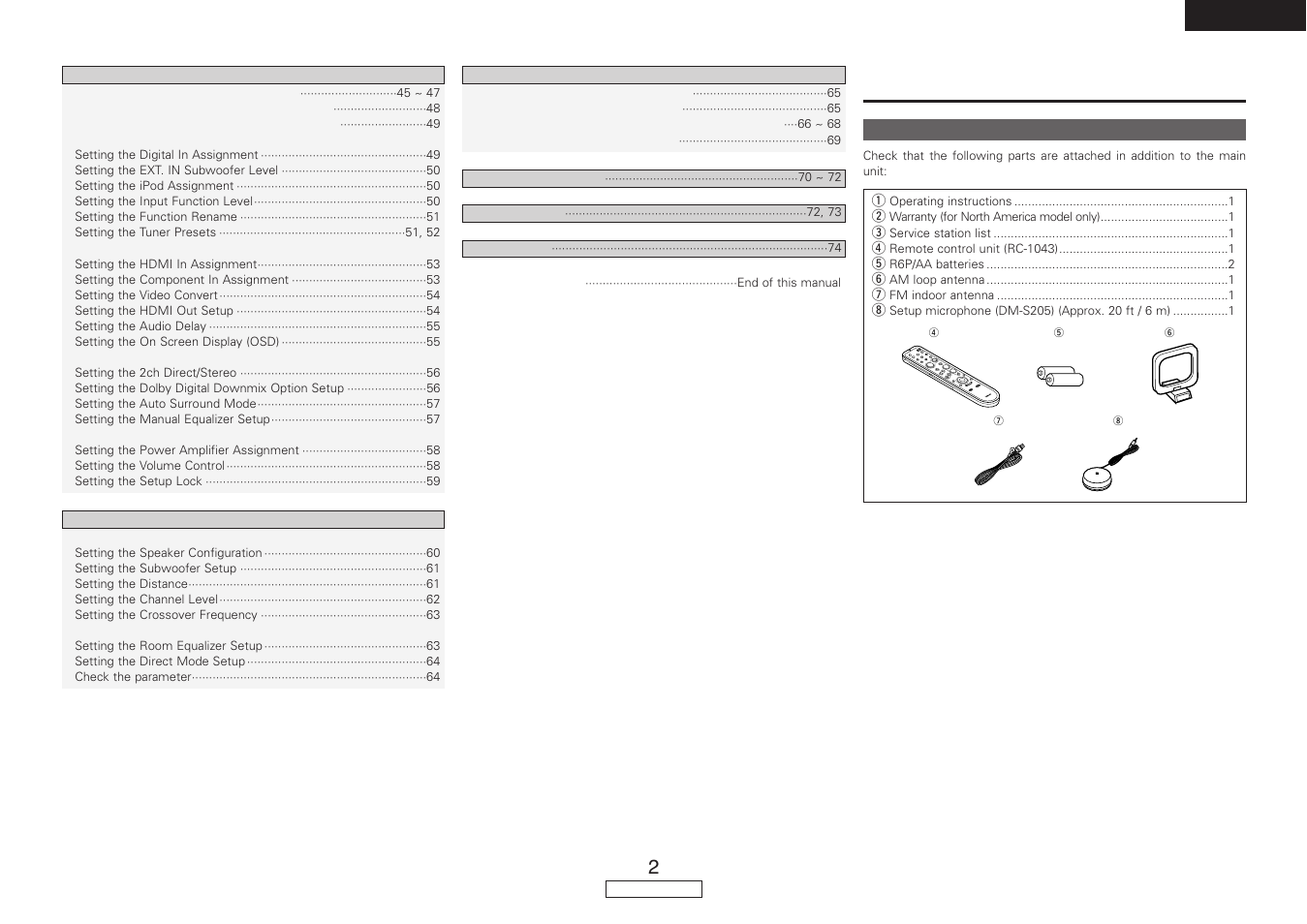 Getting started | Denon AVR-887 User Manual | Page 5 / 82