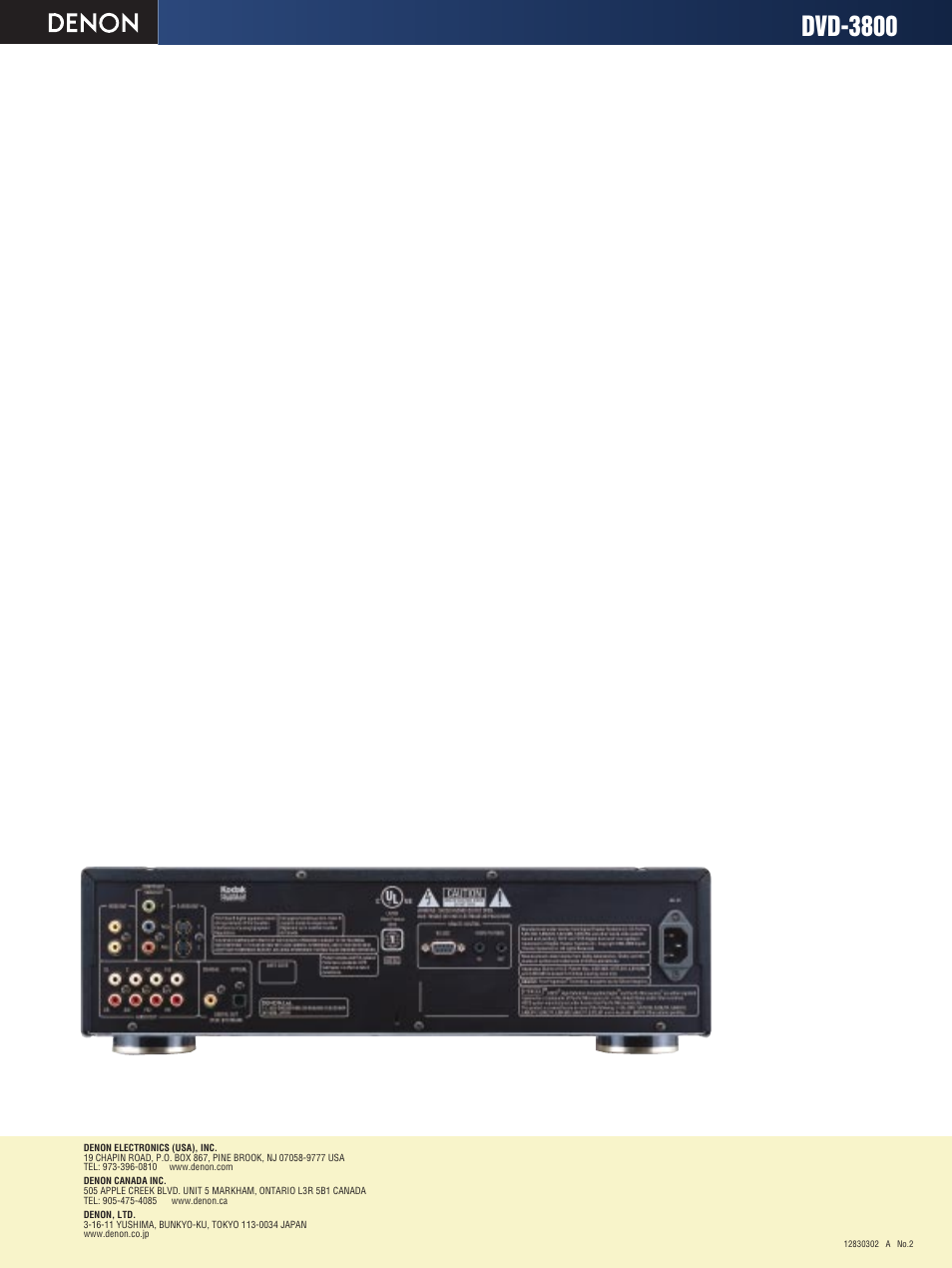 Dvd-3800 | Denon PUREPROGRESSIVE DVD-3800 User Manual | Page 2 / 2