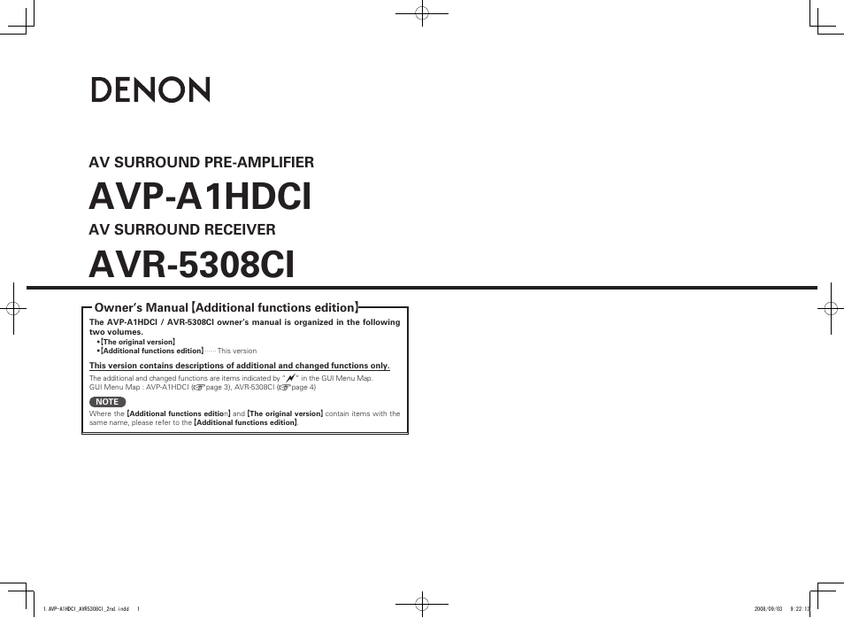 Denon AVP-A1HDCI User Manual | 16 pages