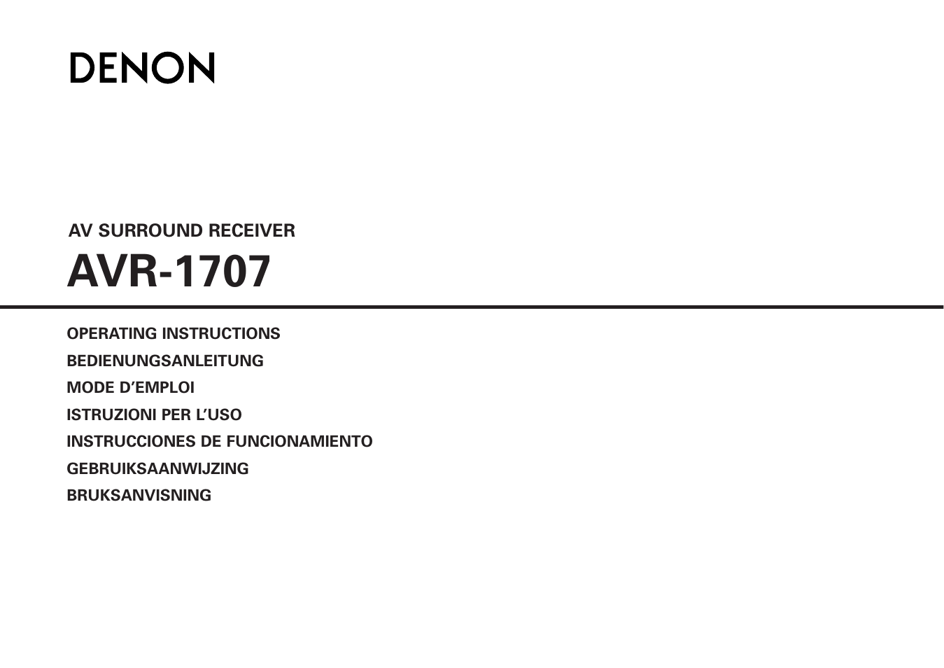 Denon AVR-1707 User Manual | 64 pages