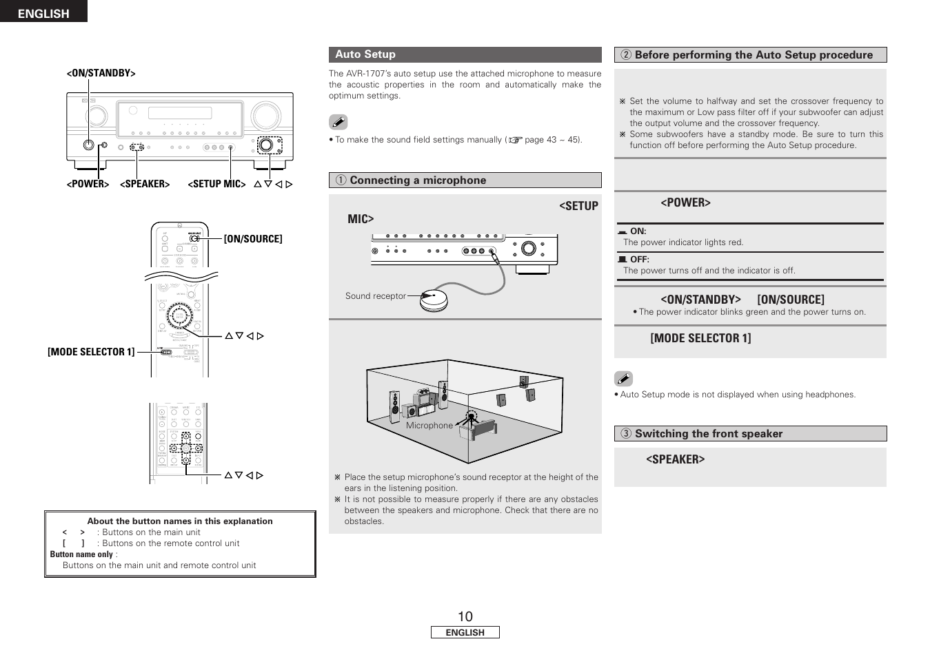 Denon AVR-1707 User Manual | Page 14 / 64