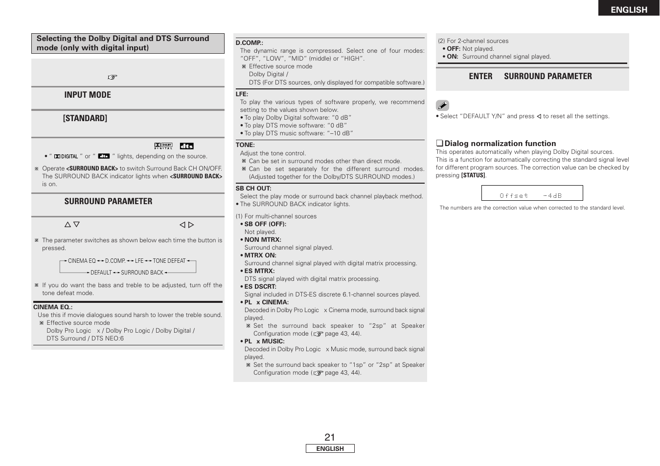 Denon AVR-1707 User Manual | Page 25 / 64
