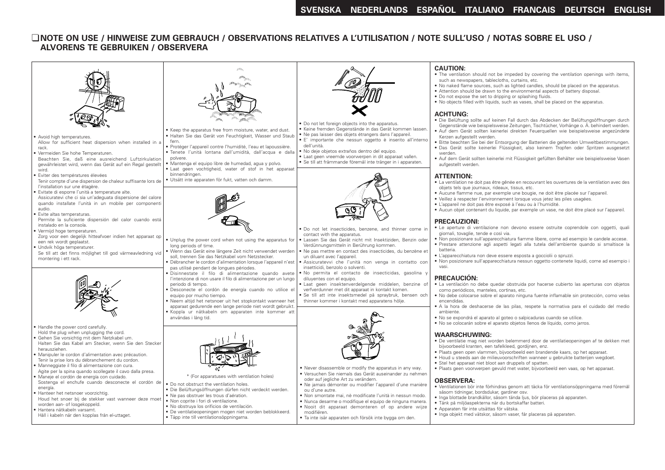 Denon AVR-1707 User Manual | Page 3 / 64