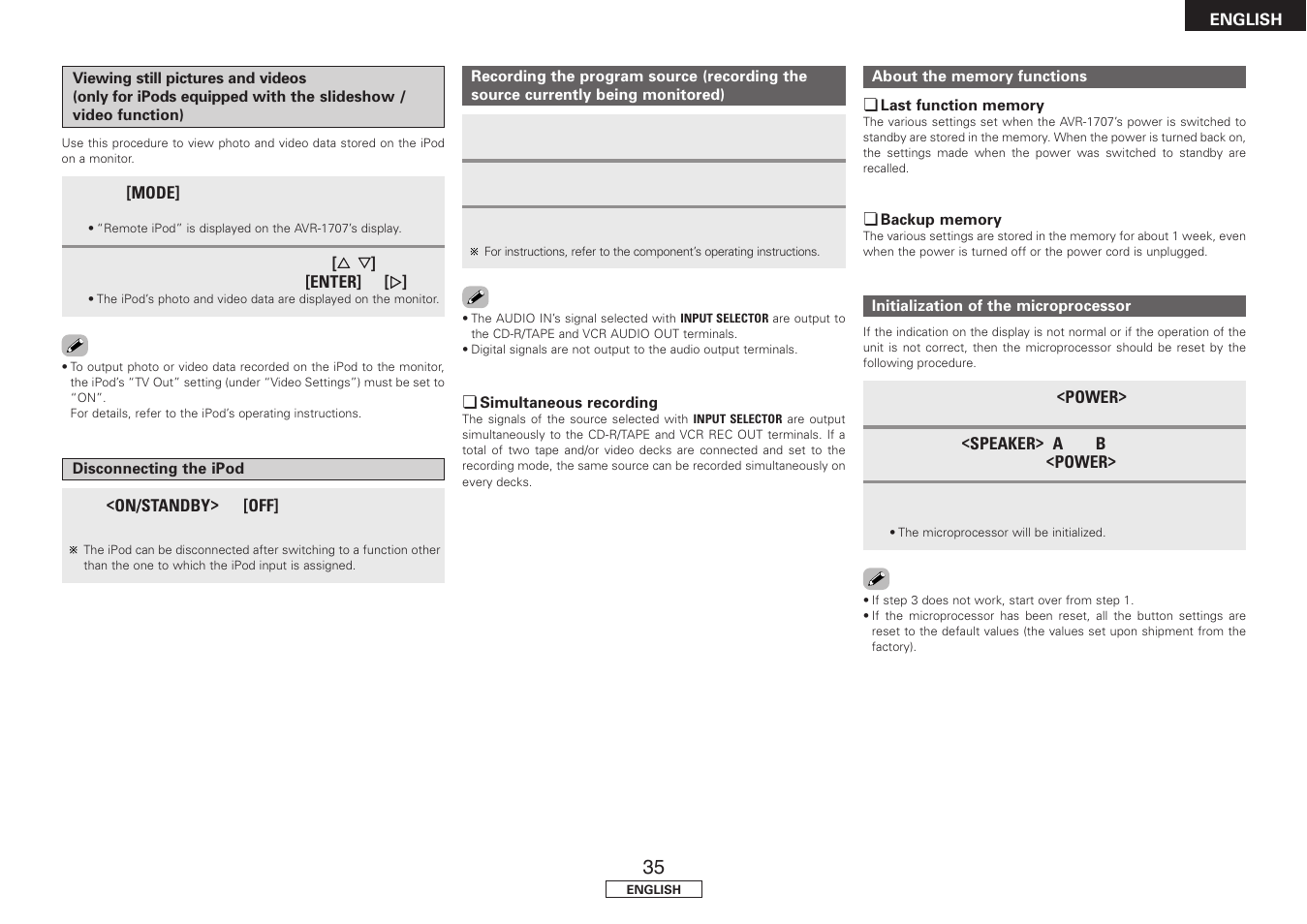 Denon AVR-1707 User Manual | Page 39 / 64