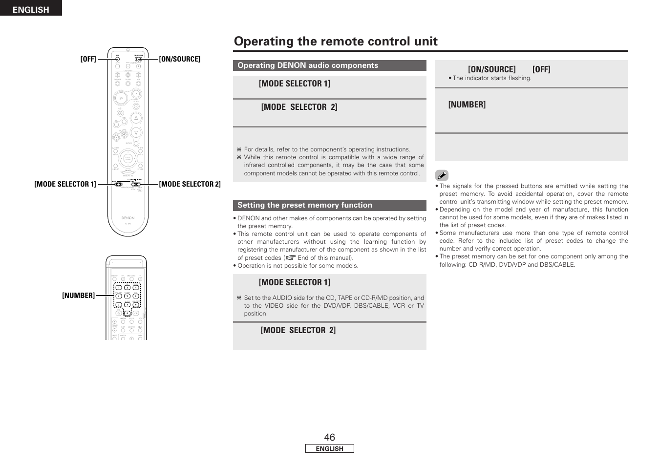 Operating the remote control unit | Denon AVR-1707 User Manual | Page 50 / 64