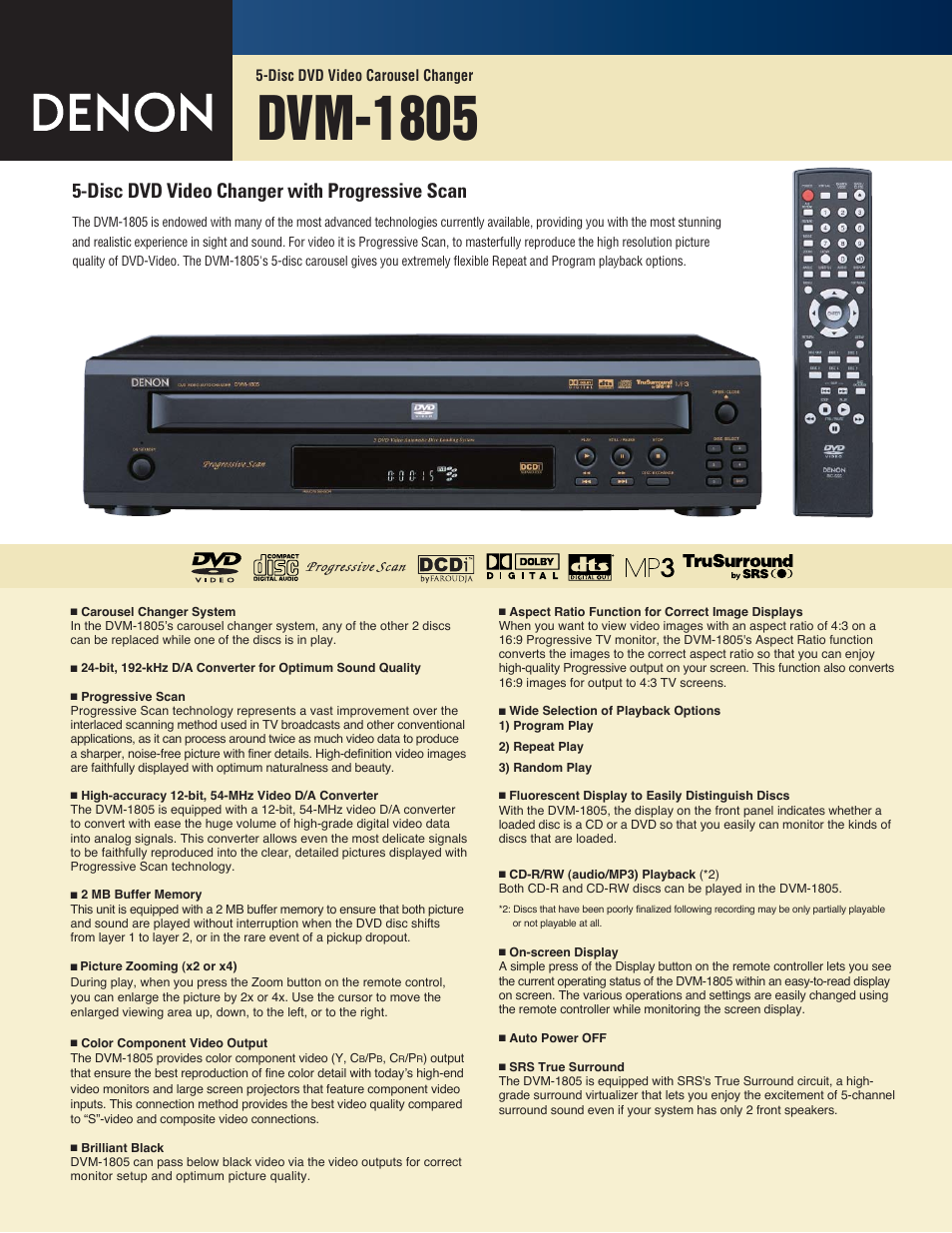 Denon DVM-1805 User Manual | 2 pages