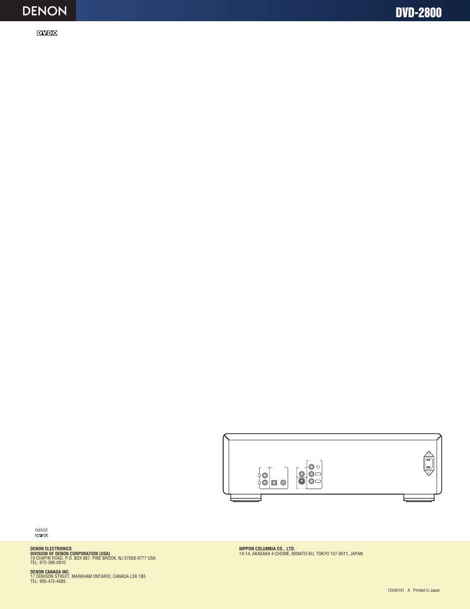 Dvd-2800 | Denon DVD-2800 User Manual | Page 2 / 2