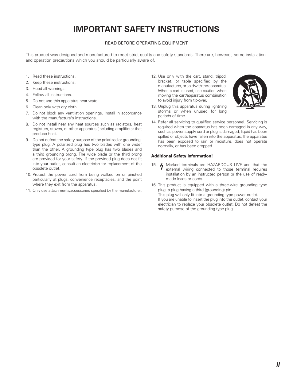 Important safety instructions | Denon DN-C640 User Manual | Page 3 / 54