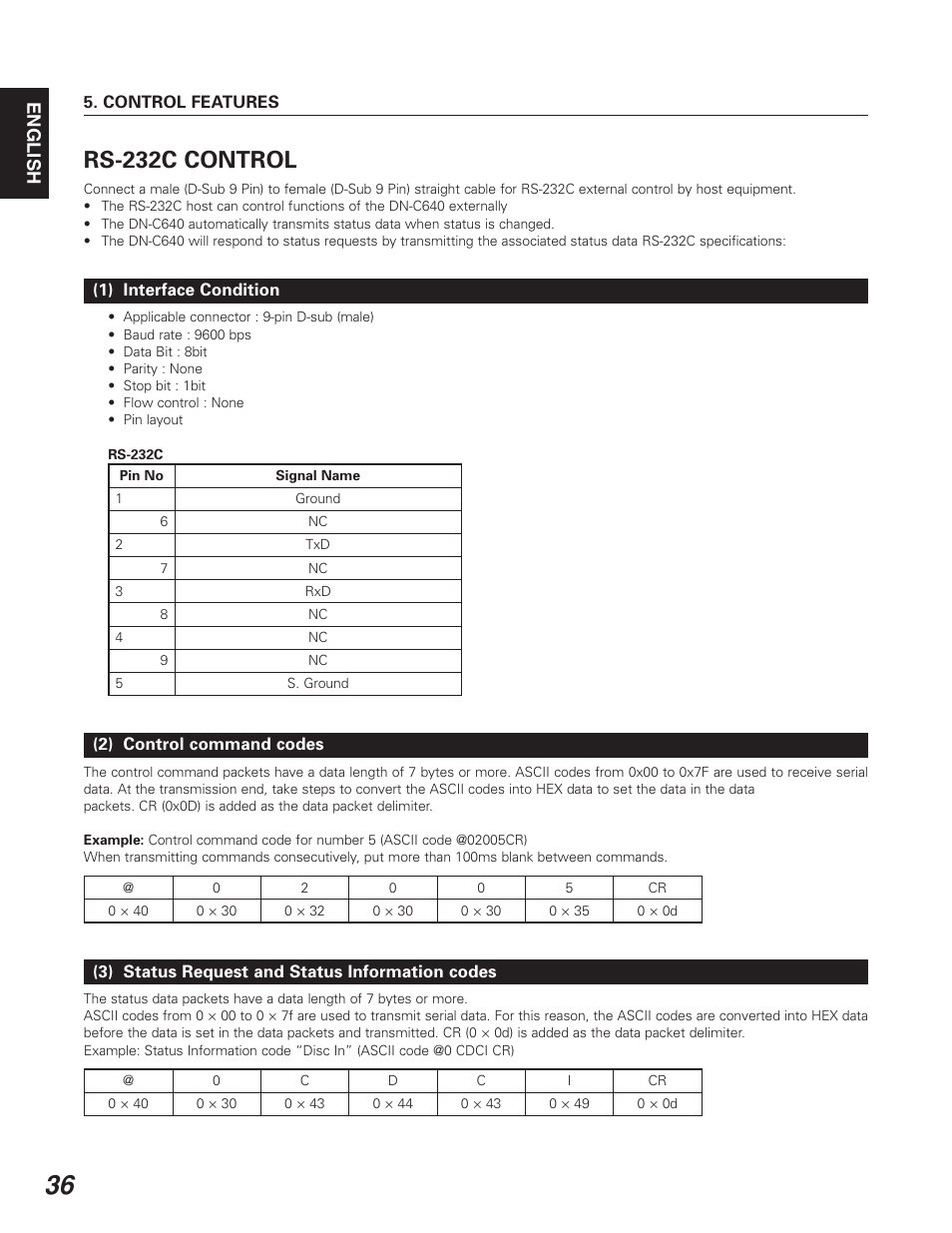 Rs-232c control | Denon DN-C640 User Manual | Page 44 / 54