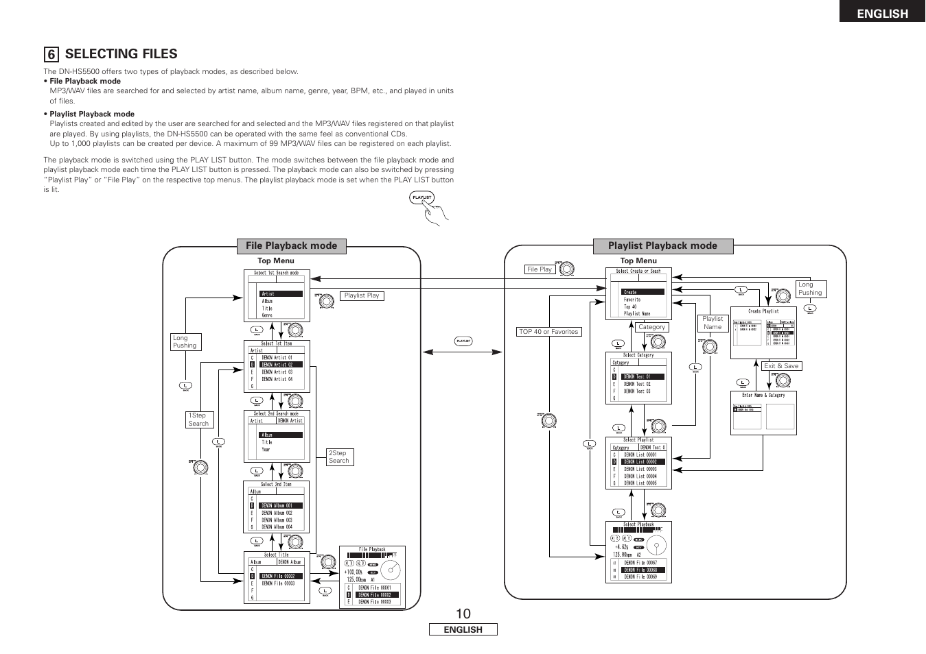 Selecting files, 6 selecting files, English | Denon DN-HS5500 User Manual | Page 15 / 41
