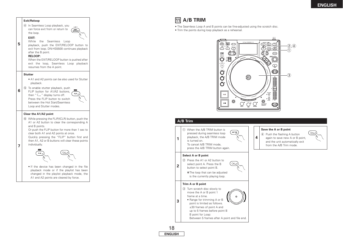 A/b trim, Deck1:orange deck2:green next file, 11 a/b trim | Denon DN-HS5500 User Manual | Page 23 / 41