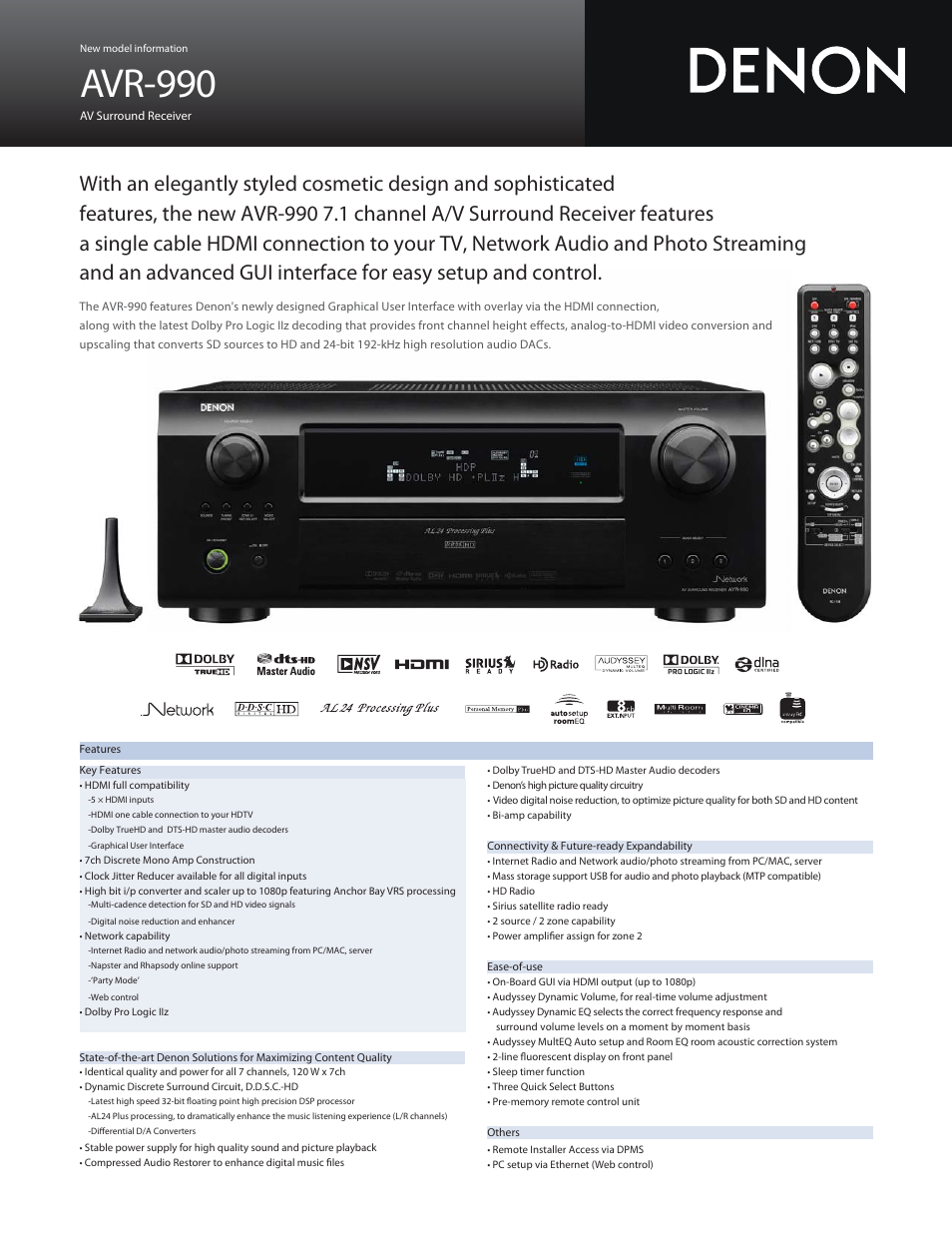 Denon AVR 990 User Manual | 2 pages