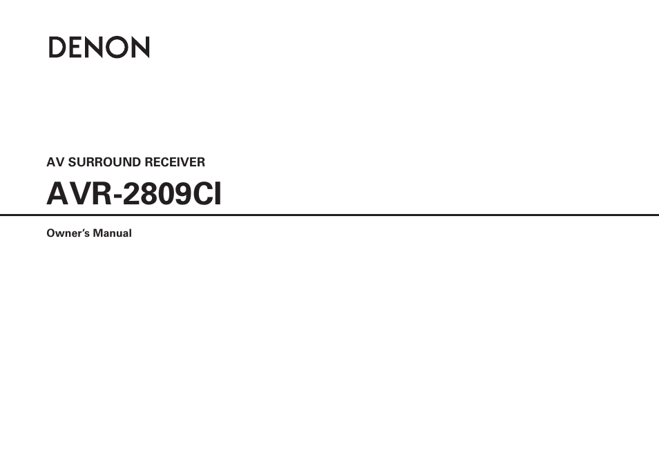 Denon AVR-2809CI User Manual | 102 pages