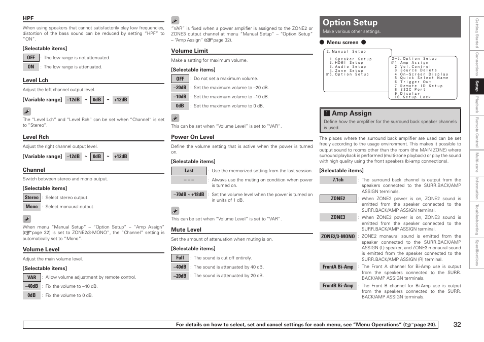 Option setup, Amp assign | Denon AVR-2809CI User Manual | Page 35 / 102