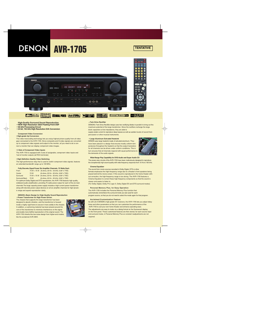 Denon AVR-1705 User Manual | 2 pages