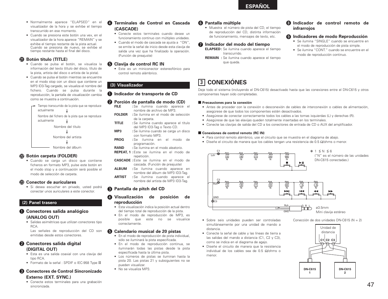 Conexiónes, Español | Denon DN-C615 User Manual | Page 47 / 76