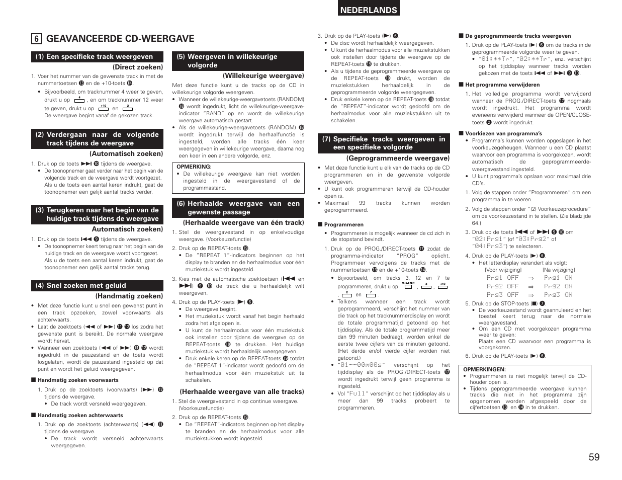 Geavanceerde cd-weergave, Nederlands | Denon DN-C615 User Manual | Page 59 / 76