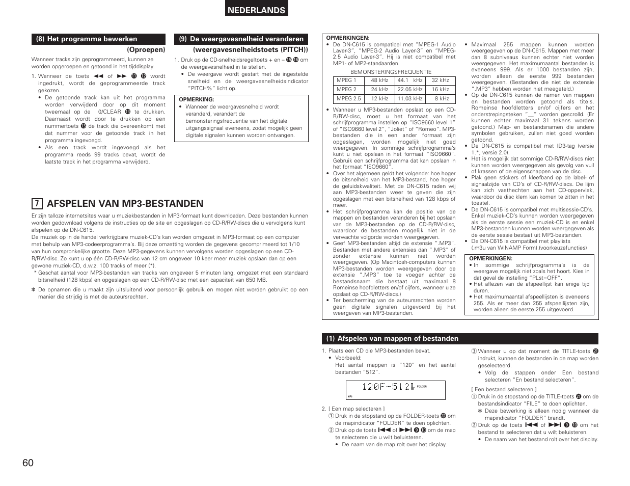 Afspelen van mp3-bestanden, Nederlands | Denon DN-C615 User Manual | Page 60 / 76
