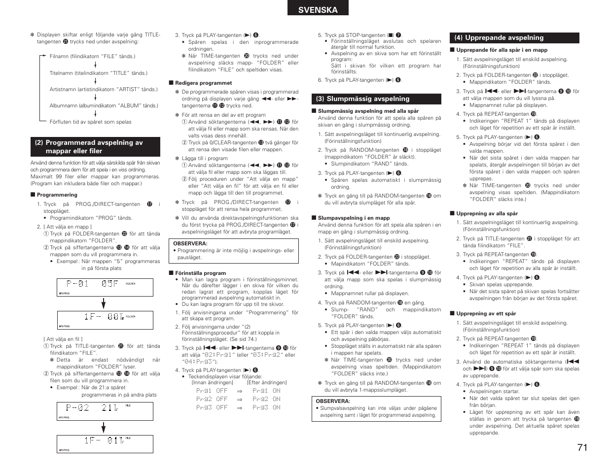 Svenska | Denon DN-C615 User Manual | Page 71 / 76