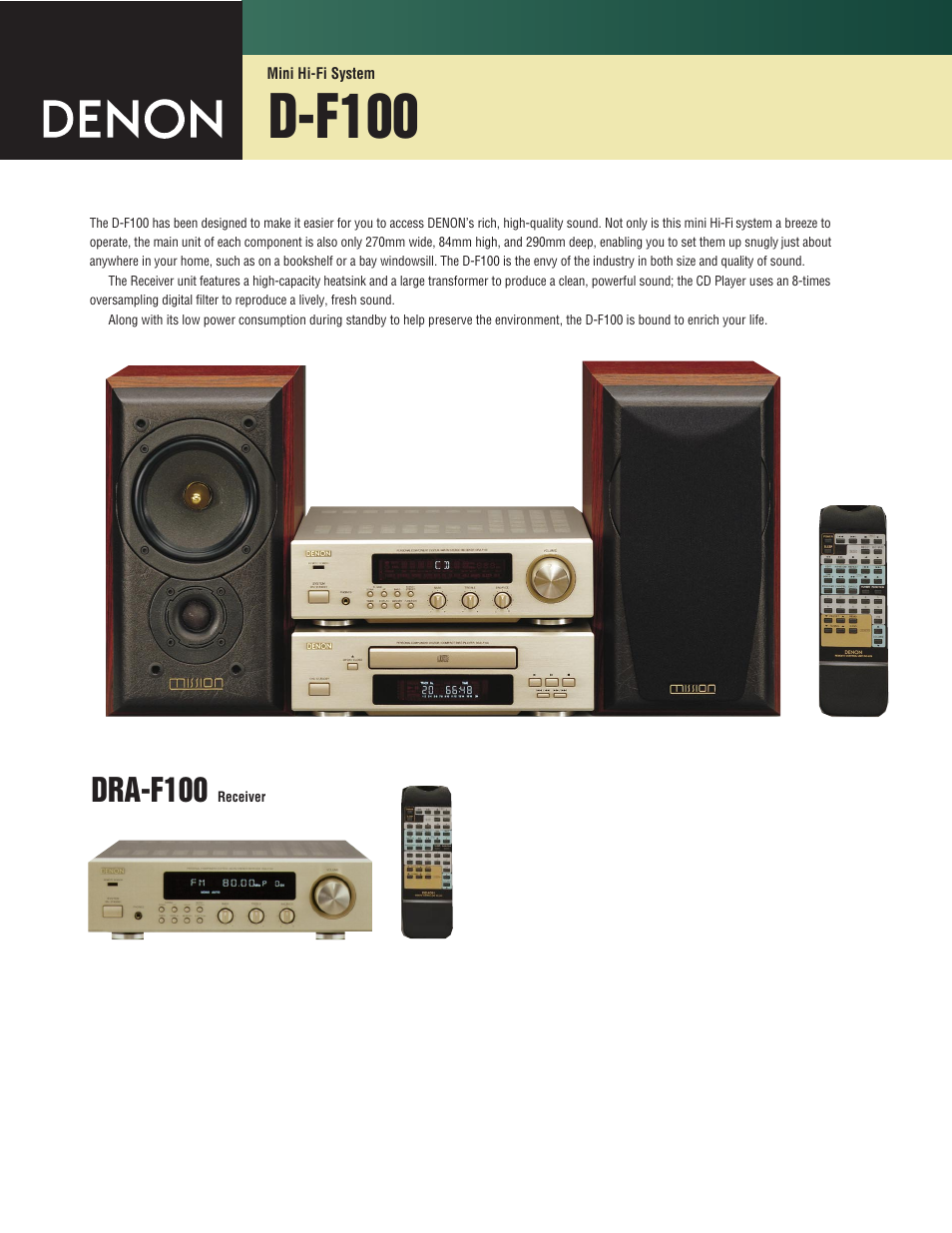 Denon D-F100 User Manual | 2 pages