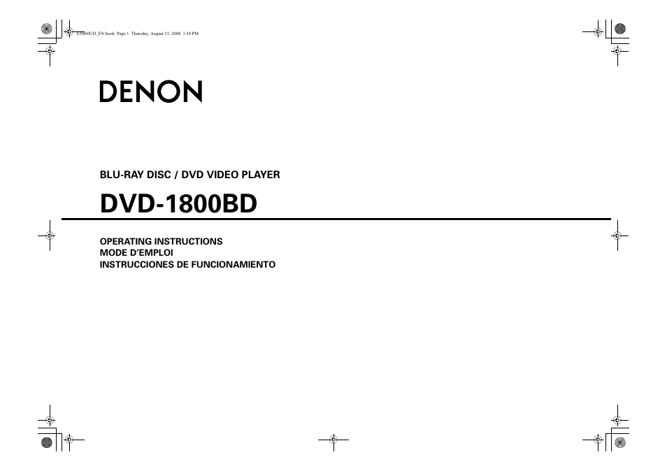 Denon DVD-1800BD User Manual | 45 pages