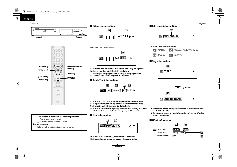 Denon DVD-1800BD User Manual | Page 25 / 45