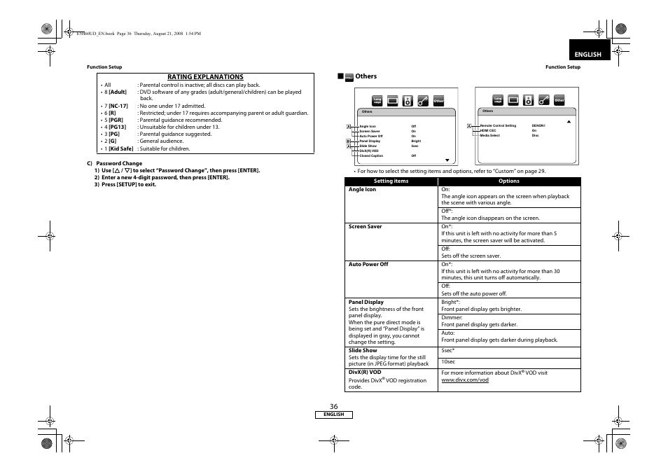 Refer to “panel display” in “function setup, Ge 36 | Denon DVD-1800BD User Manual | Page 40 / 45