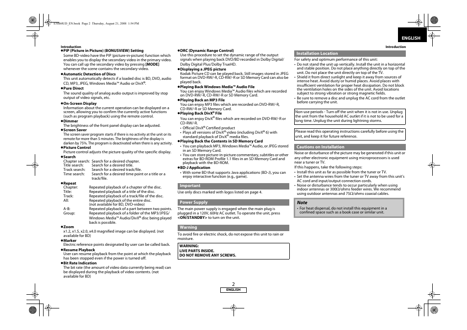 Denon DVD-1800BD User Manual | Page 6 / 45