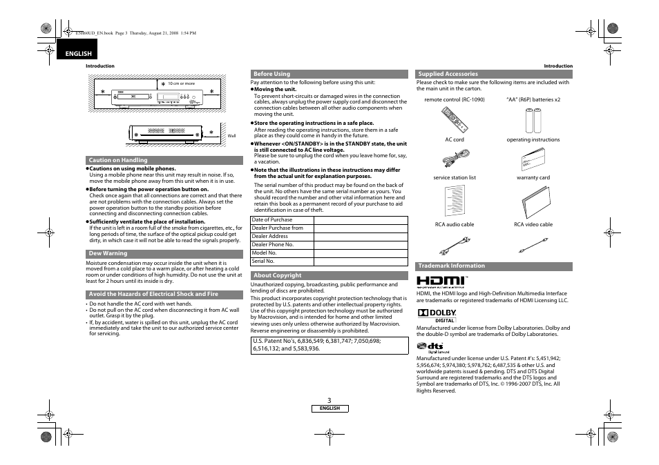 Denon DVD-1800BD User Manual | Page 7 / 45