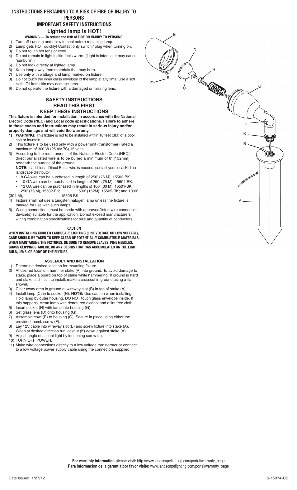 Kichler 15374 User Manual | 2 pages